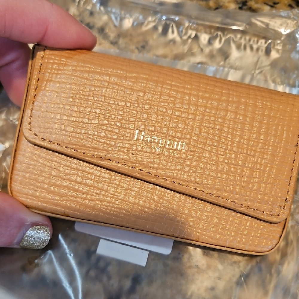 Hammitt Tan Textured Leather Key & Card Holder
